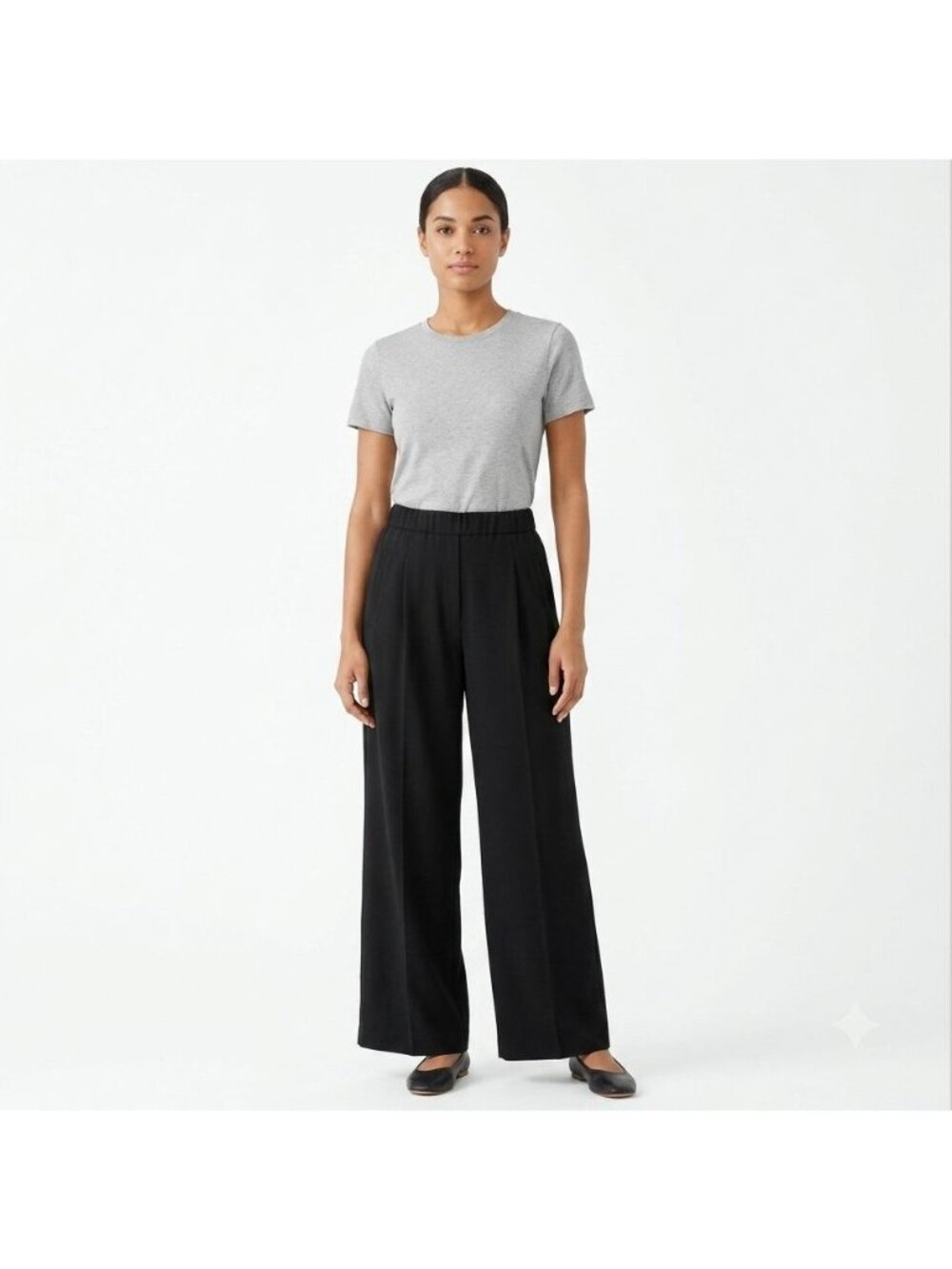 Modern Citizen Black Wide Leg Lined Pleated Pants Women Size M Pull-on Loose fit